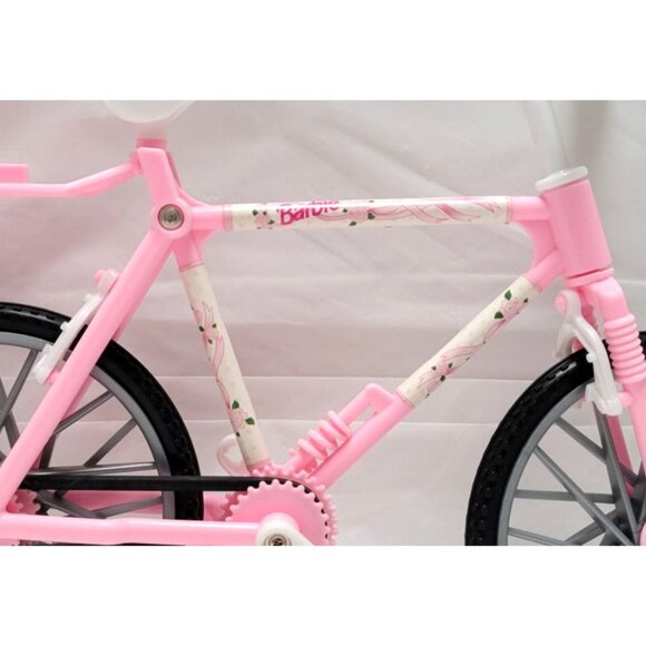 Barbie Pink Bicycle Toy Floral Accents White Details For Doll Play 11" x 6.5" - Picture 5 of 8
